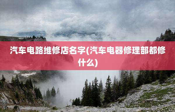 汽车电路维修店名字(汽车电器修理部都修什么)