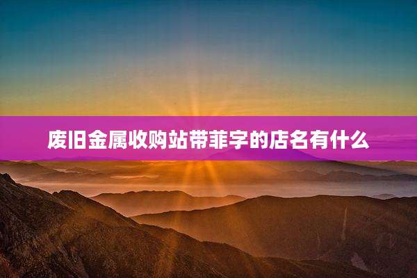废旧金属收购站带菲字的店名有什么
