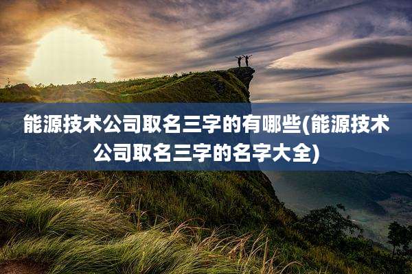 能源技术公司取名三字的有哪些(能源技术公司取名三字的名字大全)