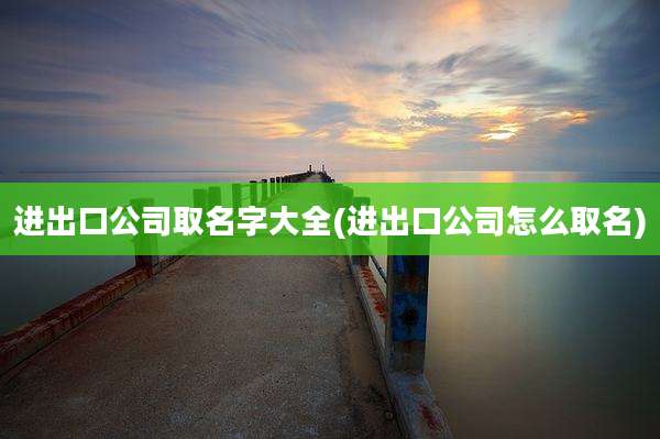 进出口公司取名字大全(进出口公司怎么取名)