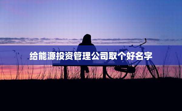 给能源投资管理公司取个好名字