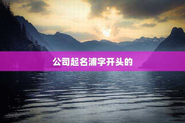 公司起名浦字开头的