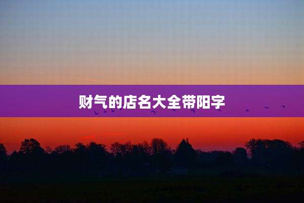 财气的店名大全带阳字