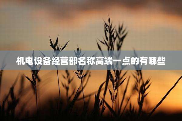 机电设备经营部名称高端一点的有哪些