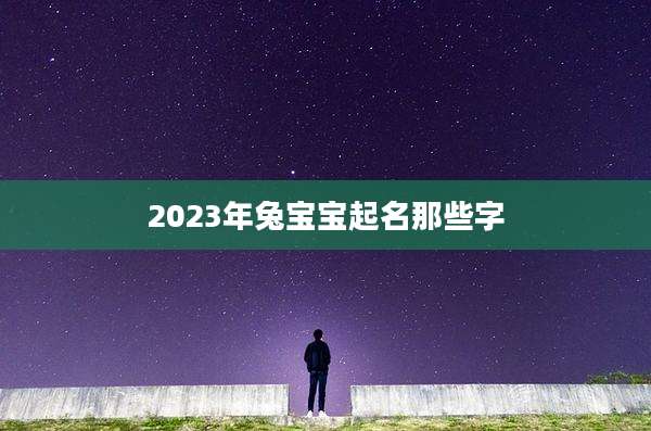 2023年兔宝宝起名那些字