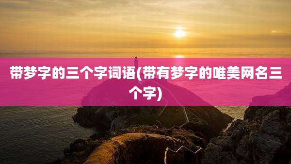 带梦字的三个字词语(带有梦字的唯美网名三个字)