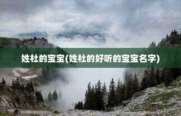 姓杜的宝宝(姓杜的好听的宝宝名字)