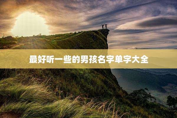 最好听一些的男孩名字单字大全