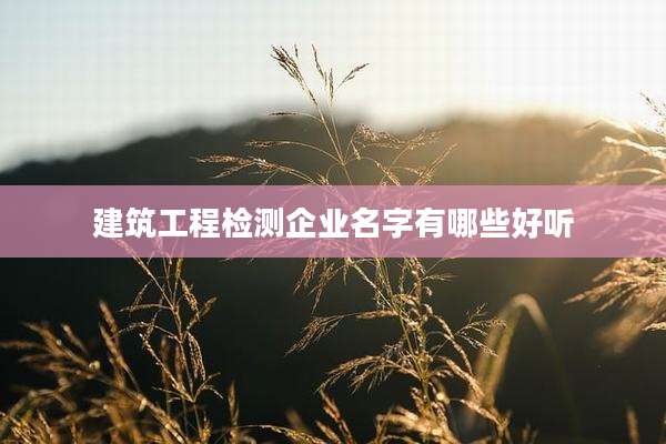建筑工程检测企业名字有哪些好听