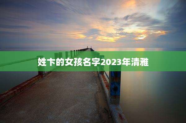 姓卞的女孩名字2023年清雅