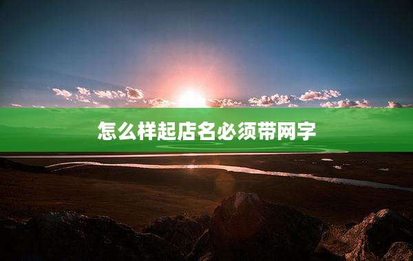 怎么样起店名必须带网字