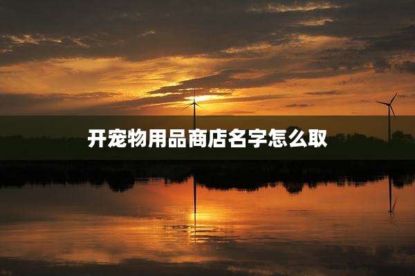 开宠物用品商店名字怎么取