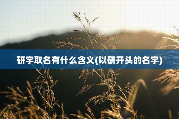 研字取名有什么含义(以研开头的名字)