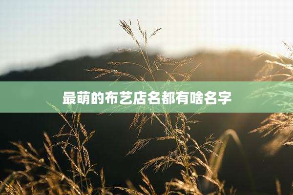最萌的布艺店名都有啥名字