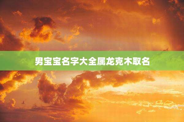 男宝宝名字大全属龙克木取名
