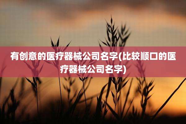有创意的医疗器械公司名字(比较顺口的医疗器械公司名字)
