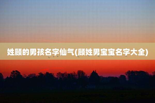 姓顾的男孩名字仙气(顾姓男宝宝名字大全)