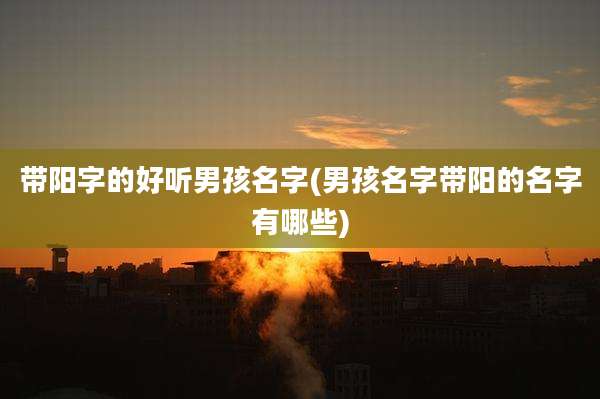 带阳字的好听男孩名字(男孩名字带阳的名字有哪些)