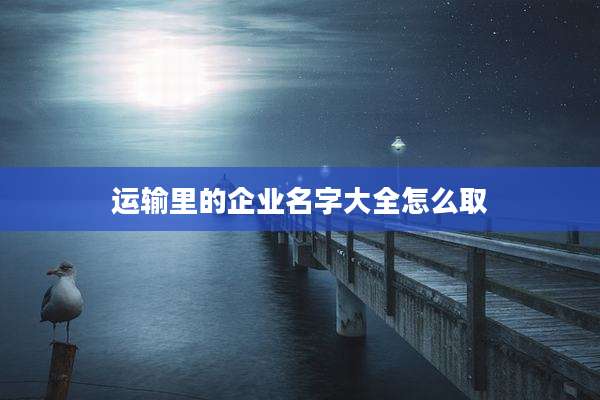 运输里的企业名字大全怎么取