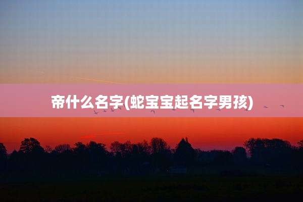 帝什么名字(蛇宝宝起名字男孩)