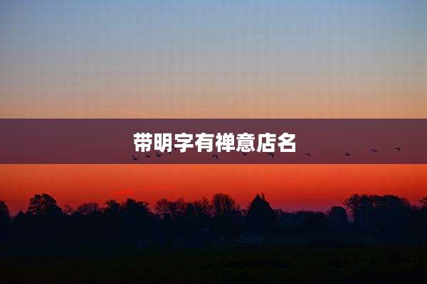 带明字有禅意店名