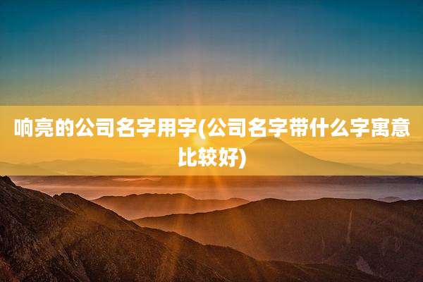 响亮的公司名字用字(公司名字带什么字寓意比较好)