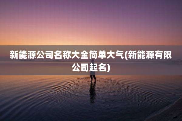新能源公司名称大全简单大气(新能源有限公司起名)
