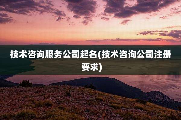 技术咨询服务公司起名(技术咨询公司注册 要求)
