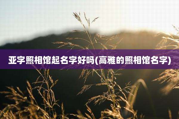 亚字照相馆起名字好吗(高雅的照相馆名字)