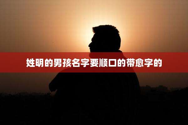 姓明的男孩名字要顺口的带愈字的