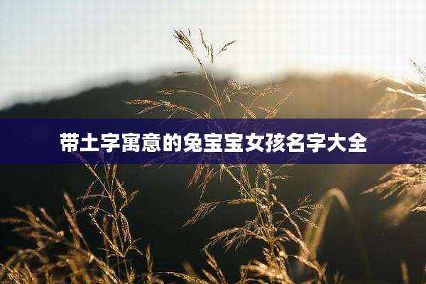 带土字寓意的兔宝宝女孩名字大全