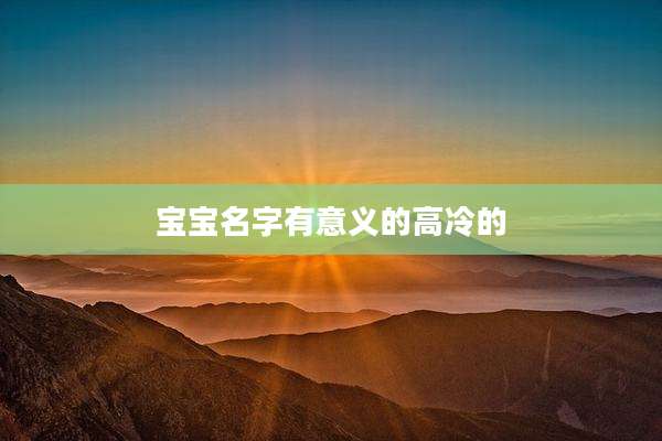 宝宝名字有意义的高冷的