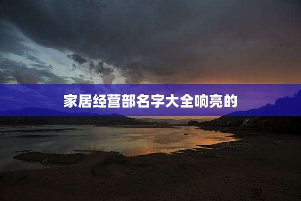 家居经营部名字大全响亮的