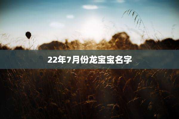 22年7月份龙宝宝名字