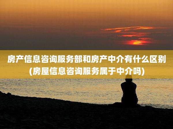 房产信息咨询服务部和房产中介有什么区别(房屋信息咨询服务属于中介吗)