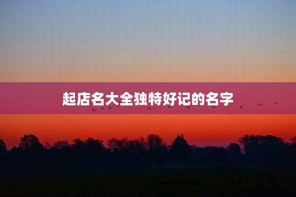 起店名大全独特好记的名字