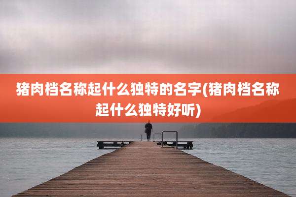 猪肉档名称起什么独特的名字(猪肉档名称起什么独特好听)