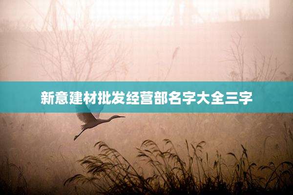 新意建材批发经营部名字大全三字