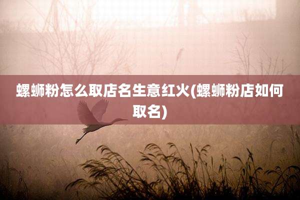 螺蛳粉怎么取店名生意红火(螺蛳粉店如何取名)