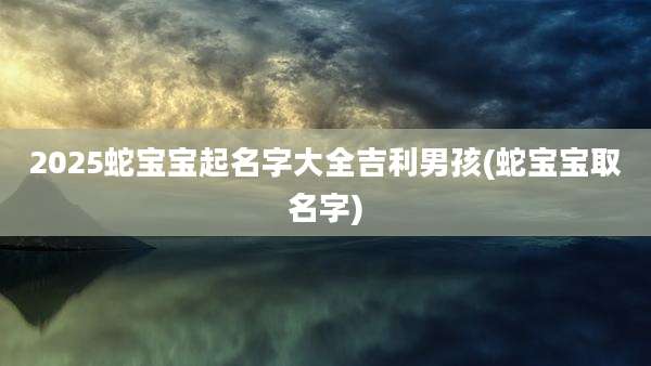 2025蛇宝宝起名字大全吉利男孩(蛇宝宝取名字)