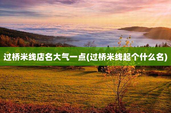 过桥米线店名大气一点(过桥米线起个什么名)
