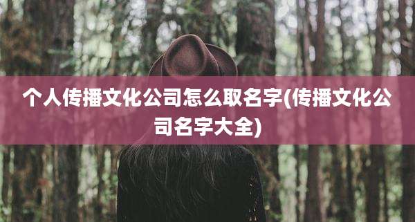 个人传播文化公司怎么取名字(传播文化公司名字大全)