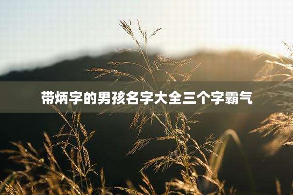 带炳字的男孩名字大全三个字霸气