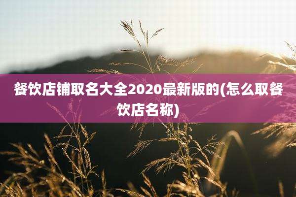 餐饮店铺取名大全2020最新版的(怎么取餐饮店名称)