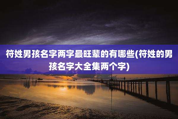 符姓男孩名字两字最旺辈的有哪些(符姓的男孩名字大全集两个字)