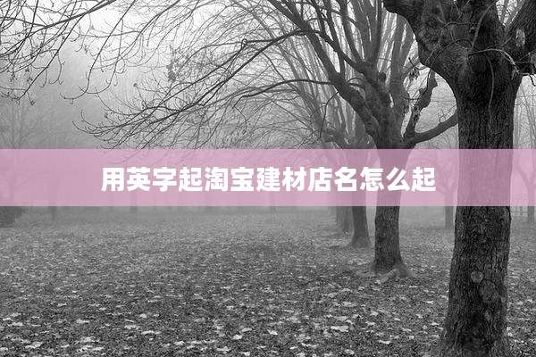 用英字起淘宝建材店名怎么起