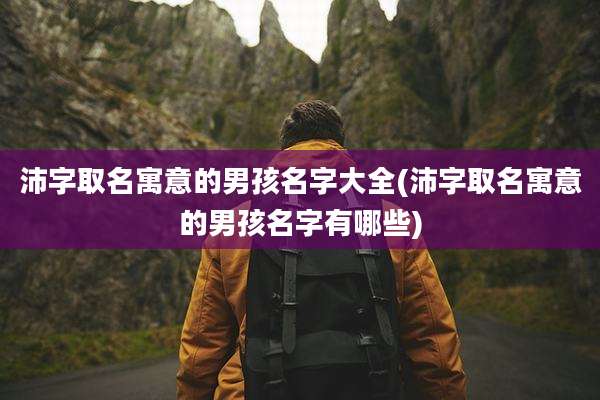 沛字取名寓意的男孩名字大全(沛字取名寓意的男孩名字有哪些)