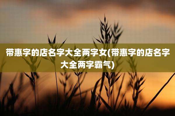 带惠字的店名字大全两字女(带惠字的店名字大全两字霸气)