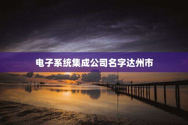电子系统集成公司名字达州市