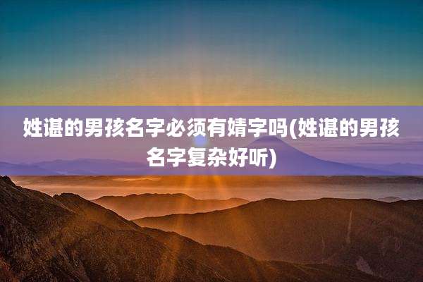 姓谌的男孩名字必须有婧字吗(姓谌的男孩名字复杂好听)